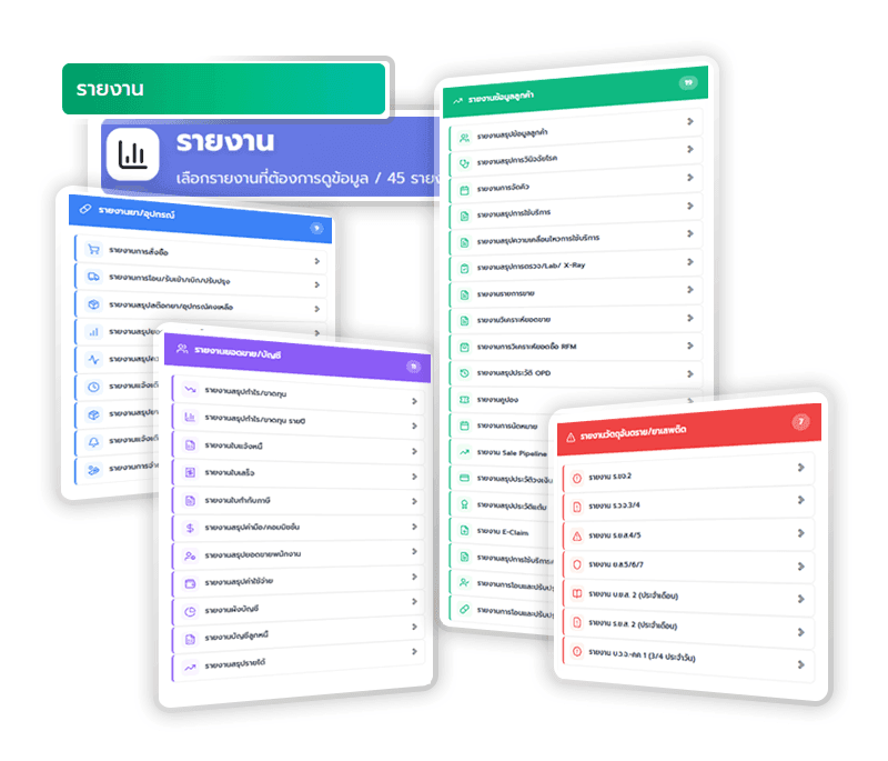 ระบบรายงานเชิงลึกกว่า 45 รูปแบบ Size 800*685